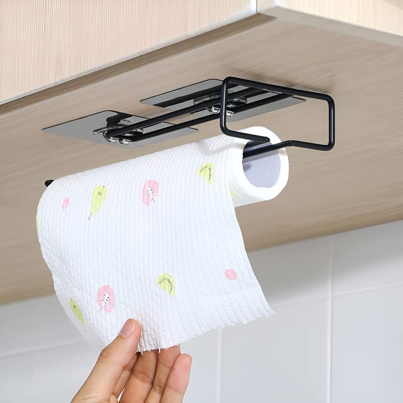 PLANET Planet Self Adhesive GI Steel ToiletHangerTissue Paper Roll HolderTowel Bar Stand for Bathroom Accessories Black Pack of 3 