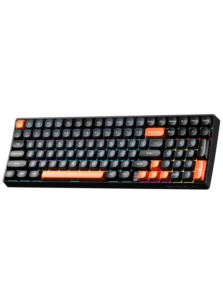 أولا لوحة مفاتيح الألعاب الميكانيكية AULA S100، بإضاءة خلفية RGB، لوحة مفاتيح لاسلكية لأجهزة الكمبيوتر المكتبية والمحمولة - Image 2