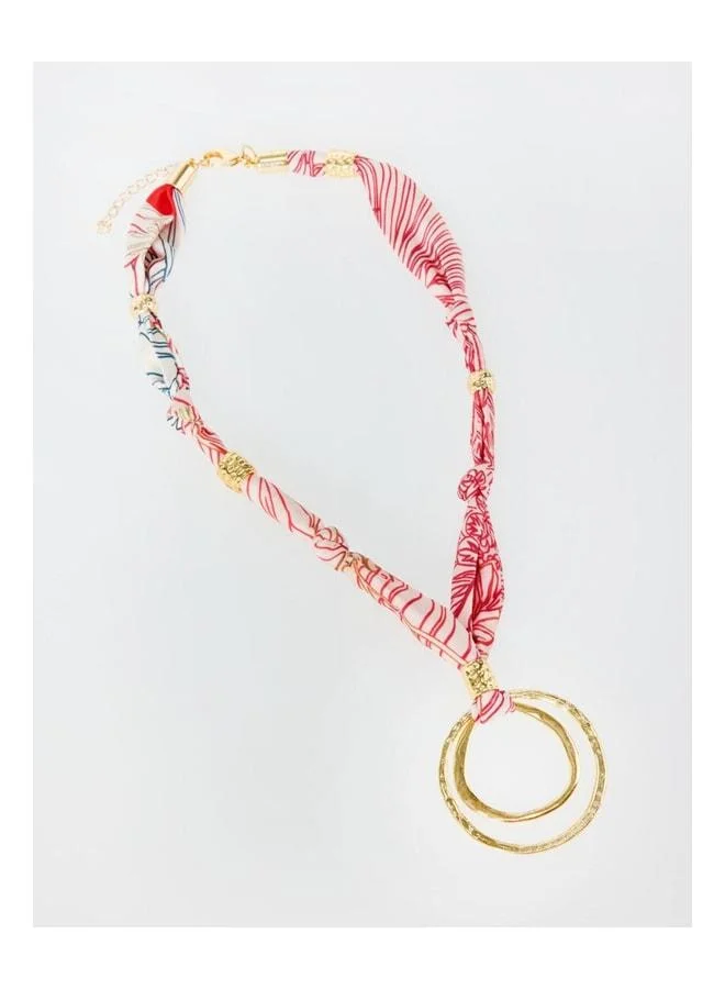 Jimmy Key Pink Double Round Figure Scarf Necklace.