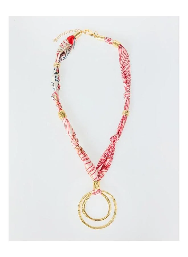 Jimmy Key Pink Double Round Figure Scarf Necklace.
