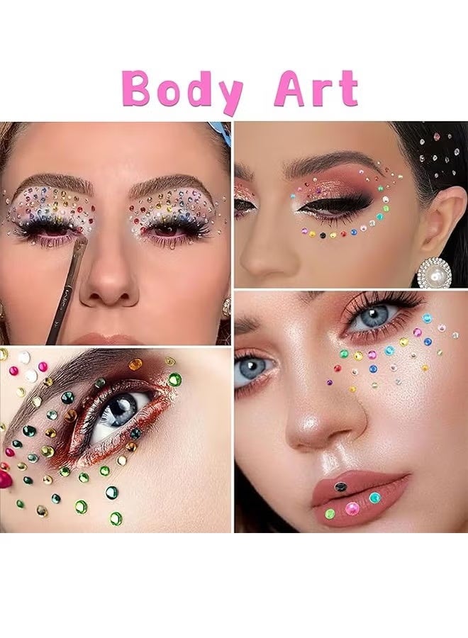 مجموعة ملصقات أحجار الراين والأحجار الكريمة 1980+ المثالية - 12 ورقة ذاتية اللصق مع أحجار كريمة لامعة متعددة الألوان، مثالية لفن الأظافر، ومكياج الجسم، والعطلات، والعديد من الحرف اليدوية. - Image 3