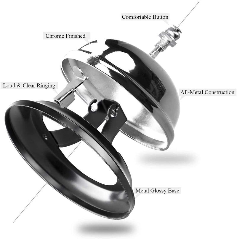 KRYTONEReception Call Bell Ring Desk Bell Offers up The Classic Sound Metal Call Bell for Hotels Schools Restaurants Reception Areas Hospitals Warehouse Silver Pack of 2 - Image 2