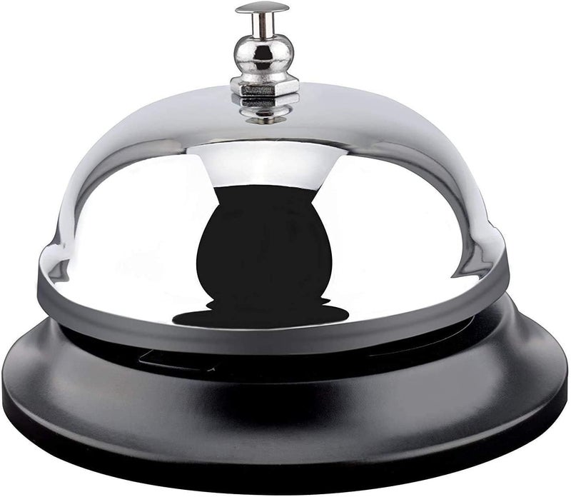 KRYTONEReception Call Bell Ring Desk Bell Offers up The Classic Sound Metal Call Bell for Hotels Schools Restaurants Reception Areas Hospitals Warehouse Silver Pack of 2 - Image 1