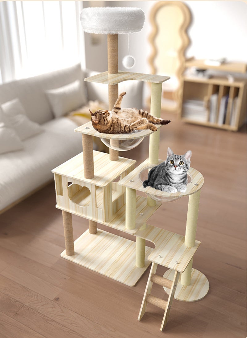 Kidle Wooden Pet Cat Climbing Frame Cat Tree Toy With Cat House Cat Jumping Platform Claw Scratching Post 60*40*165cm - Image 2