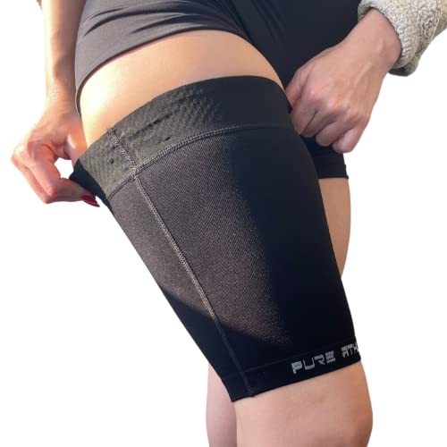 Pure Compression Thigh Compression Sleeve – Hamstring, Quadriceps, Groin Pull and Strains – Running, Basketball, Tennis, Soccer, Sports – Athletic Thigh Support (Single) (1 Sleeve - Midnight Black, S) - Image 2
