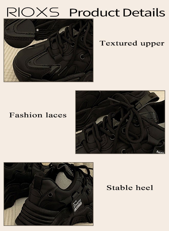 ريوكس أحذية أنثوية سميكة، أحذية بابا سميكة، أحذية كلاسيكية ذات أنثوية، وأحذية رياضية خفيفة، وأحذية رياضية خفيفة الوزن، وأحذية أنيقة، وأحذية أنيقة في الشوارع والأزياء، وأحذية تنس مريحة - Image 4