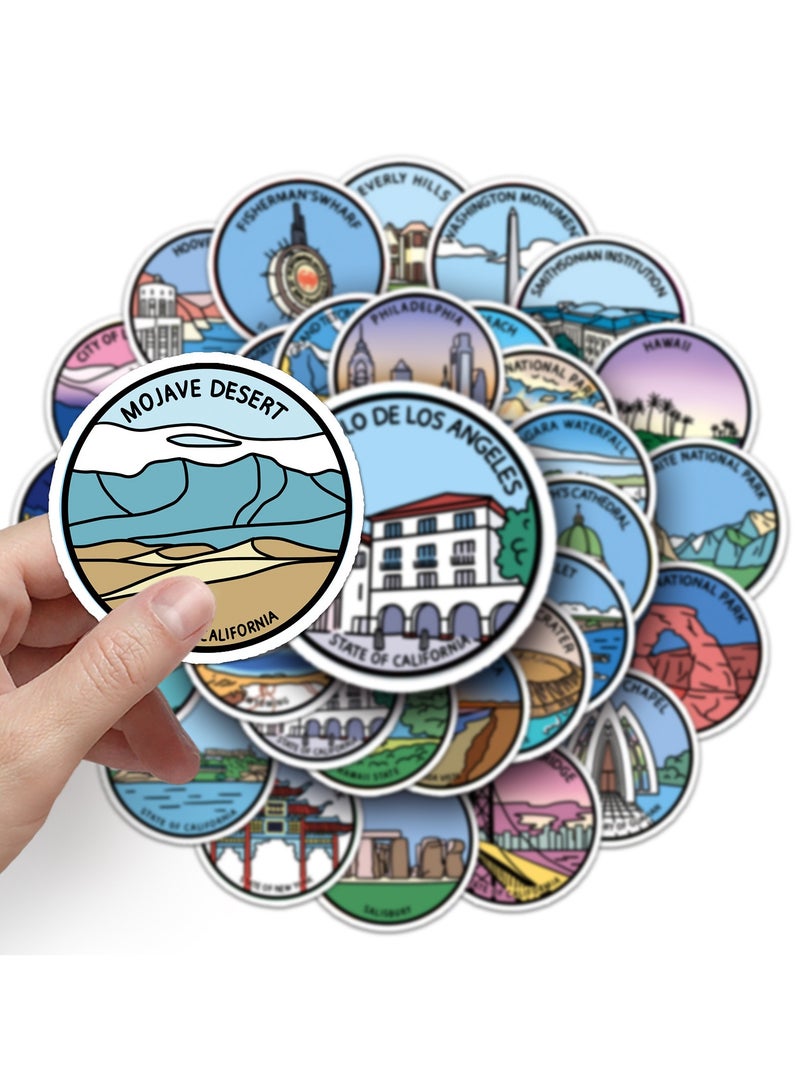 قوس قزح أورينبو ملصقات المباني البارزة 50 قطعة ملصقات معمارية عالمية مقاومة للماء لأجهزة الكمبيوتر المحمول وزجاجة المياه وحقيبة الجيتار والسيارة والسفر والأمتعة للمراهقين والبالغين - Image 2