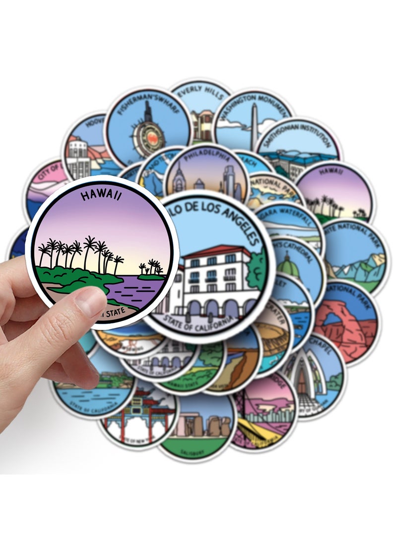 قوس قزح أورينبو ملصقات المباني البارزة 50 قطعة ملصقات معمارية عالمية مقاومة للماء لأجهزة الكمبيوتر المحمول وزجاجة المياه وحقيبة الجيتار والسيارة والسفر والأمتعة للمراهقين والبالغين - Image 5