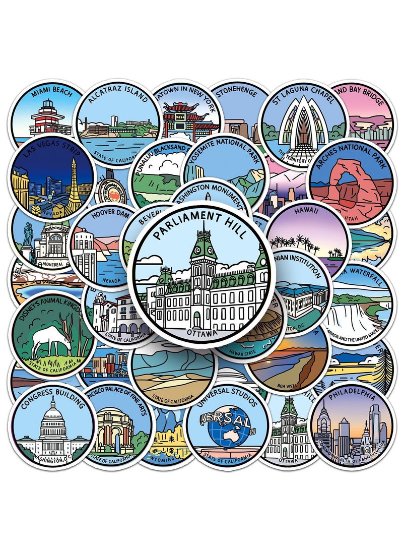 قوس قزح أورينبو ملصقات المباني البارزة 50 قطعة ملصقات معمارية عالمية مقاومة للماء لأجهزة الكمبيوتر المحمول وزجاجة المياه وحقيبة الجيتار والسيارة والسفر والأمتعة للمراهقين والبالغين - Image 1