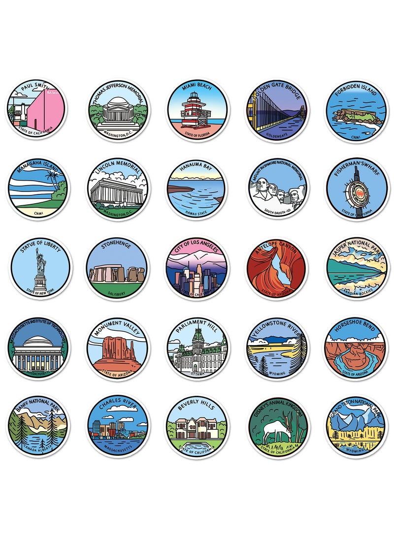 قوس قزح أورينبو ملصقات المباني البارزة 50 قطعة ملصقات معمارية عالمية مقاومة للماء لأجهزة الكمبيوتر المحمول وزجاجة المياه وحقيبة الجيتار والسيارة والسفر والأمتعة للمراهقين والبالغين - Image 3