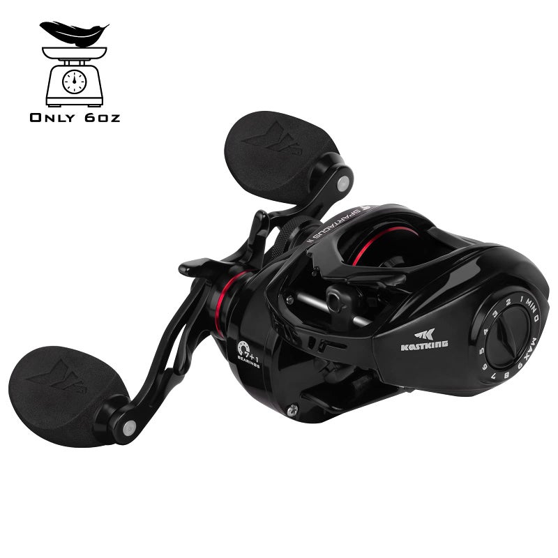 Kastking KastKing Spartacus II Baitcasting Fishing Reel, 6oz Ultralight, Super Smooth with 17.6 LB Carbon Fiber Drag, 7.2:1 Gear Ratio, 39mm Palm Perfect Lower Profile Design,Black Rhino,Right Handed - Image 2