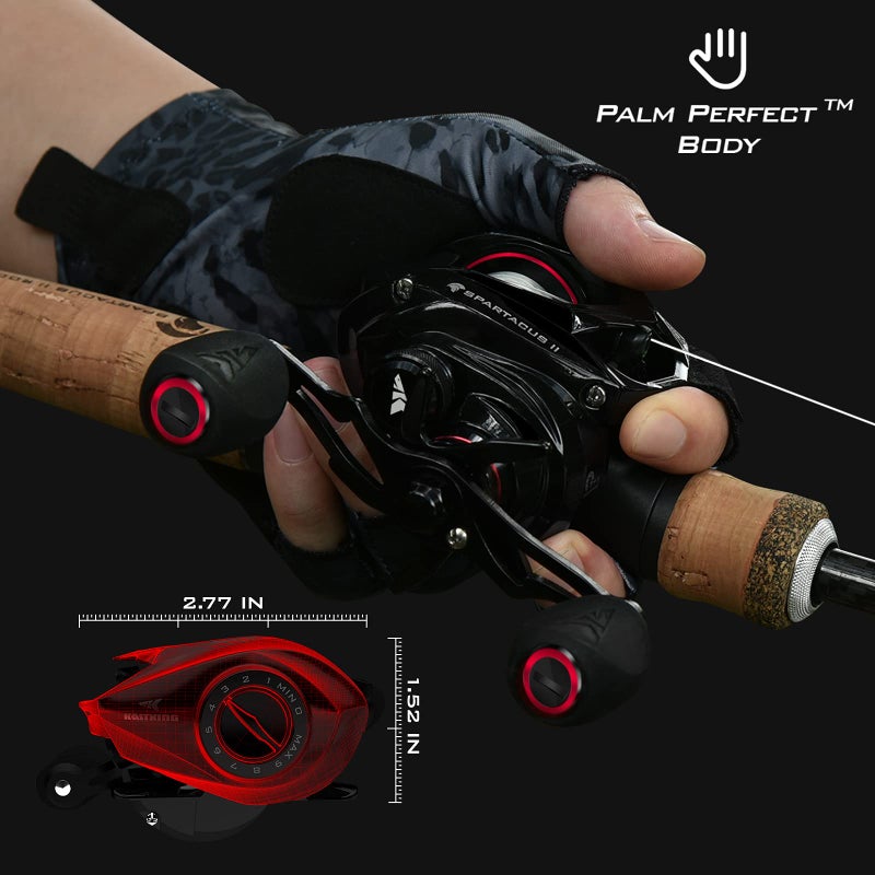 Kastking KastKing Spartacus II Baitcasting Fishing Reel, 6oz Ultralight, Super Smooth with 17.6 LB Carbon Fiber Drag, 7.2:1 Gear Ratio, 39mm Palm Perfect Lower Profile Design,Black Rhino,Right Handed - Image 3