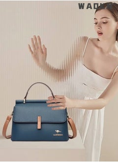 WAOKN Texture Shoulder Crossbody Bag Fashion Elegant Exquisite Multi-pocket Charm High-Quality Fabric Large Capacity Handbag for Women/Mother/Girl Friend Gift Soft Leather Waterproof Fashion Handbag Blue  - Image 4