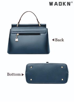 WAOKN Texture Shoulder Crossbody Bag Fashion Elegant Exquisite Multi-pocket Charm High-Quality Fabric Large Capacity Handbag for Women/Mother/Girl Friend Gift Soft Leather Waterproof Fashion Handbag Blue  - Image 2