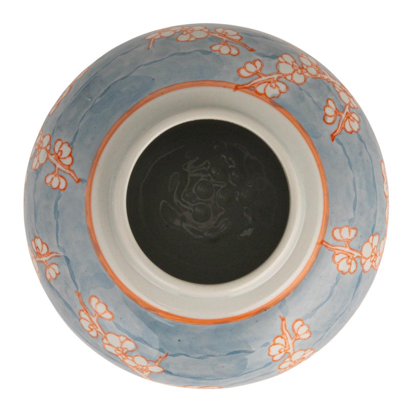 Creative Co-Op Decorative Ceramic Ginger Jar with Lid, Blue and Orange - Image 3