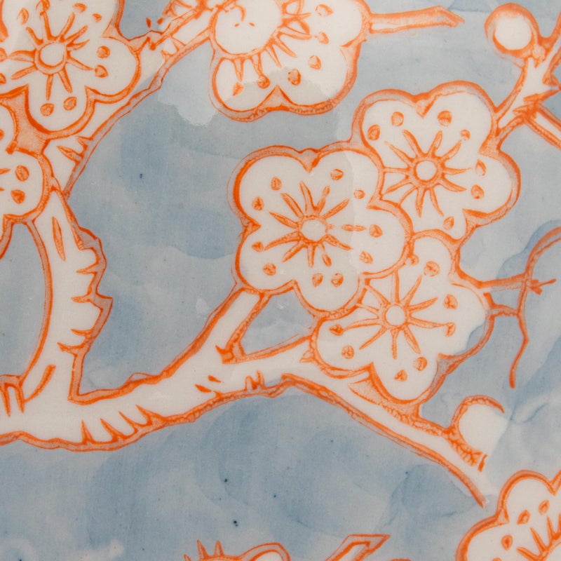 Creative Co-Op Decorative Ceramic Ginger Jar with Lid, Blue and Orange - Image 4