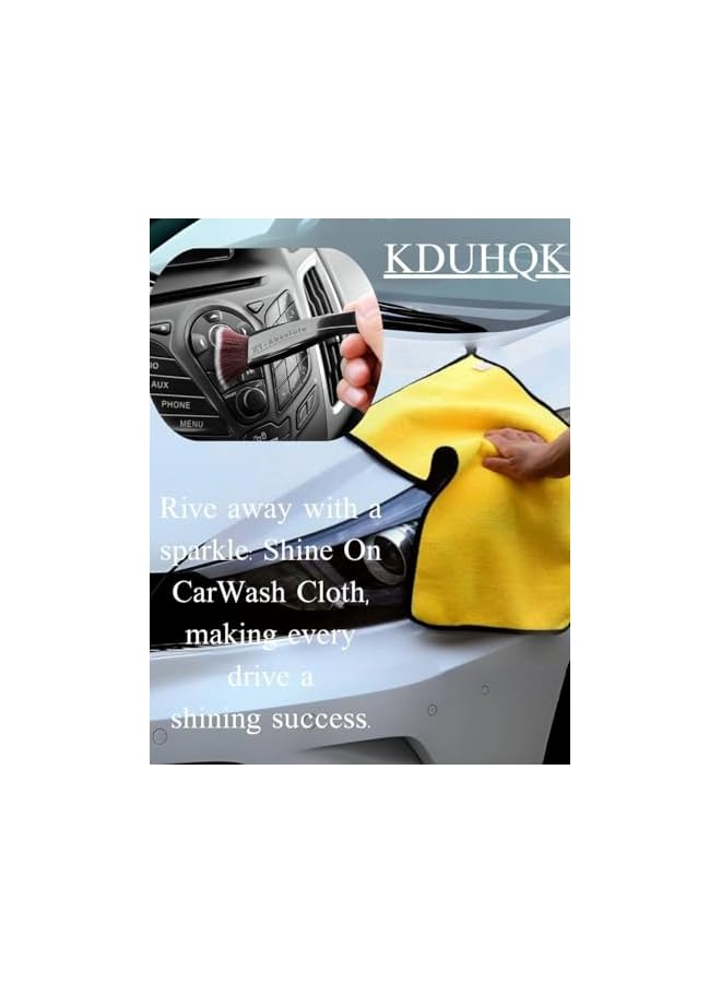 PROMASS Microfiber Cleaning Cloth for Househould, Car Cleaning Cloth, Car Cleaning Tools, Soft Reusable, Thickended Versatile Cloth 600gsm, 2pcs 30X30CM, 2pcs 30X60CM Car Polishing Drying Cloth (G-02) - Image 2