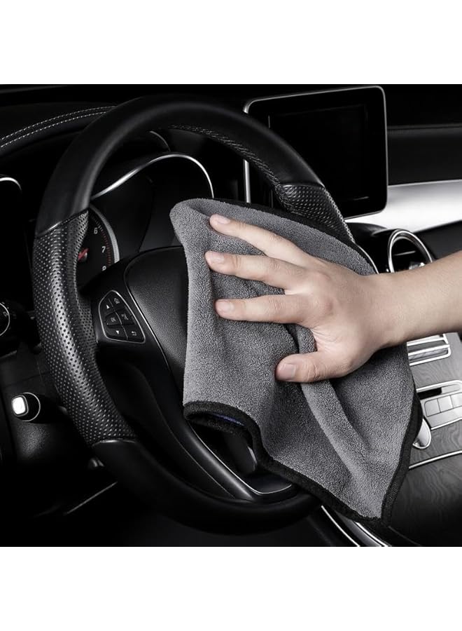 PROMASS Microfiber Cleaning Cloth for Househould, Car Cleaning Cloth, Car Cleaning Tools, Soft Reusable, Thickended Versatile Cloth 600gsm, 2pcs 30X30CM, 2pcs 30X60CM Car Polishing Drying Cloth (G-02) - Image 4