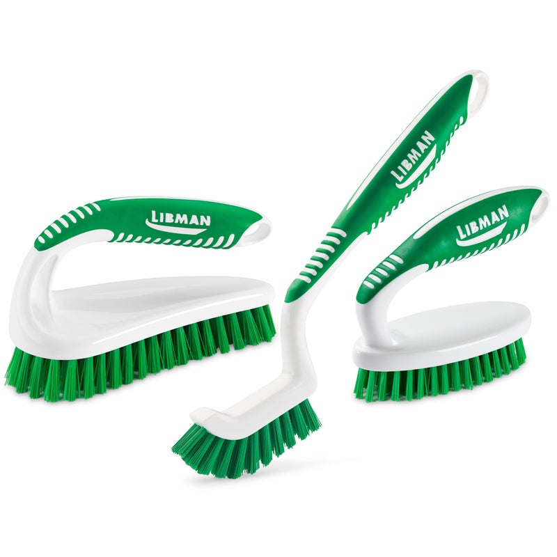 Libman Commercial طقم فرشاة ليبمان للتنظيف | فرشاة تنظيف | فرشاة بلاط وجص | فرشاة تنظيف صغيرة | فرشاة تنظيف قوية | فرشاة سجاد | فرشاة حمام | فرشاة أحذية | 3 فرش مختلفة مشمولة - Image 1