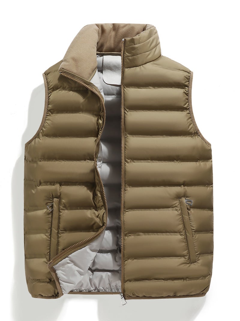 Explosions Can Store Stand Collar Cotton Vest Inside And Outside Two-Color Vest Light And Loose Coat - Image 4