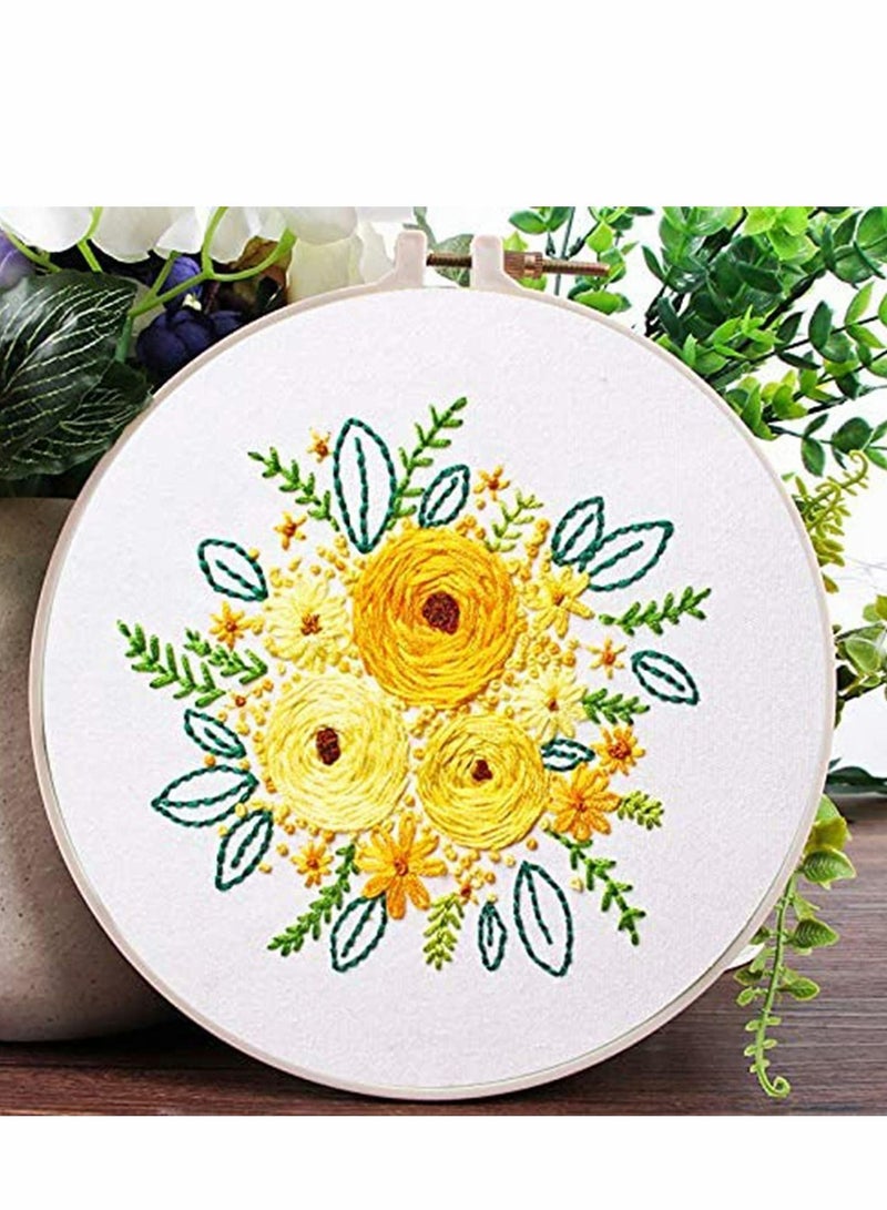 Y&D Embroidery Starter Kit with Flower Pattern and Instructions for Beginners Full Range of Stamped Kits  - Image 2