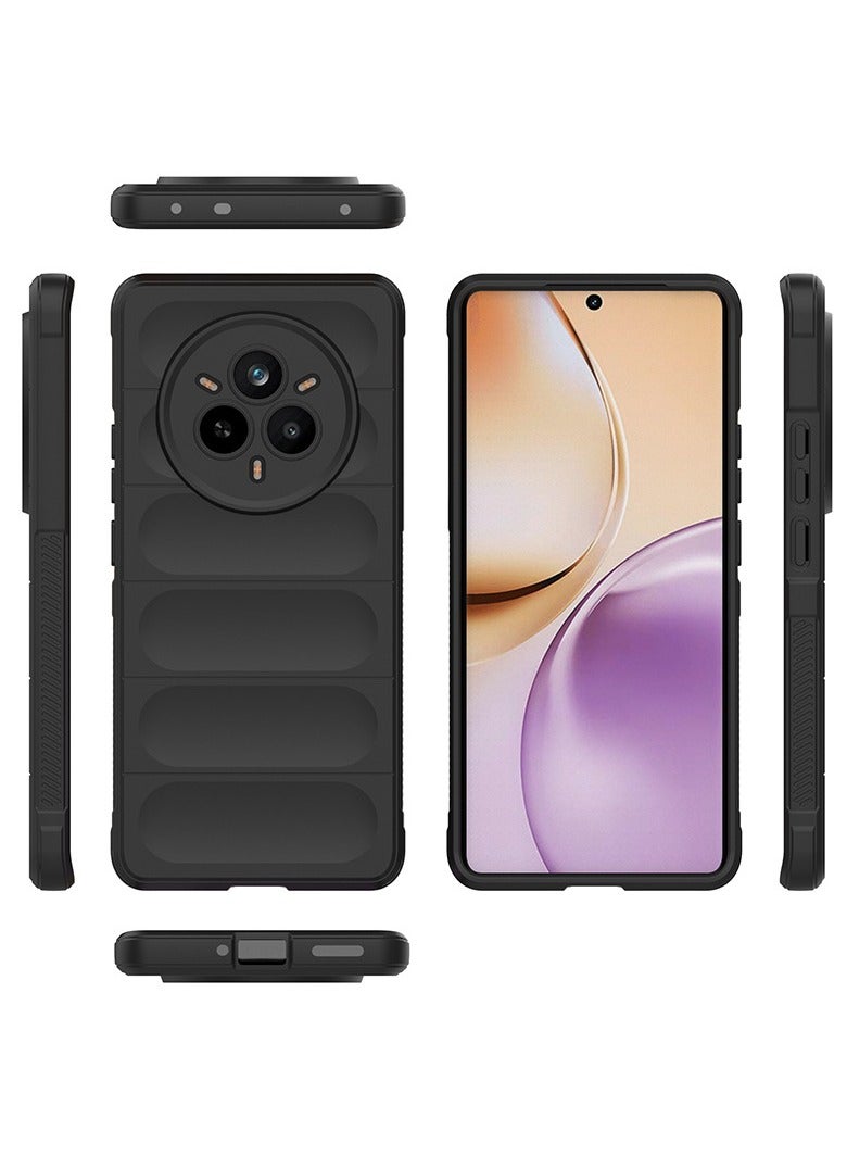 for realme 14 Pro 5G Case Cover, Heavy Duty 4D Striped Pattern Sensory Soft Silicone Full Portection Shockproof Phone Case for realme 14 Pro 5G, Black - Image 1