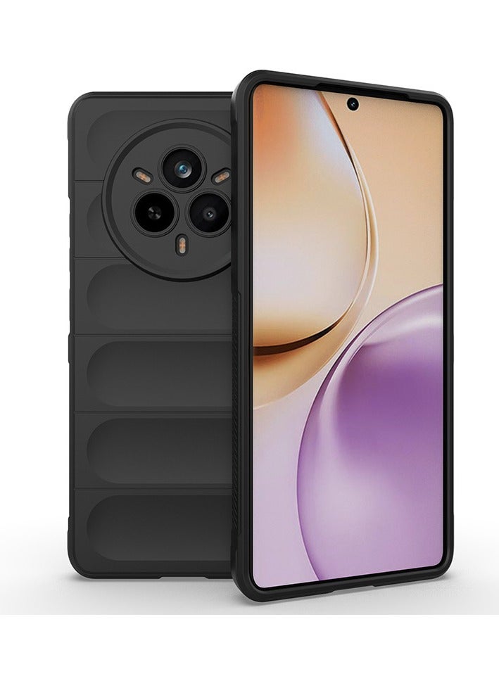 for realme 14 Pro 5G Case Cover, Heavy Duty 4D Striped Pattern Sensory Soft Silicone Full Portection Shockproof Phone Case for realme 14 Pro 5G, Black - Image 2