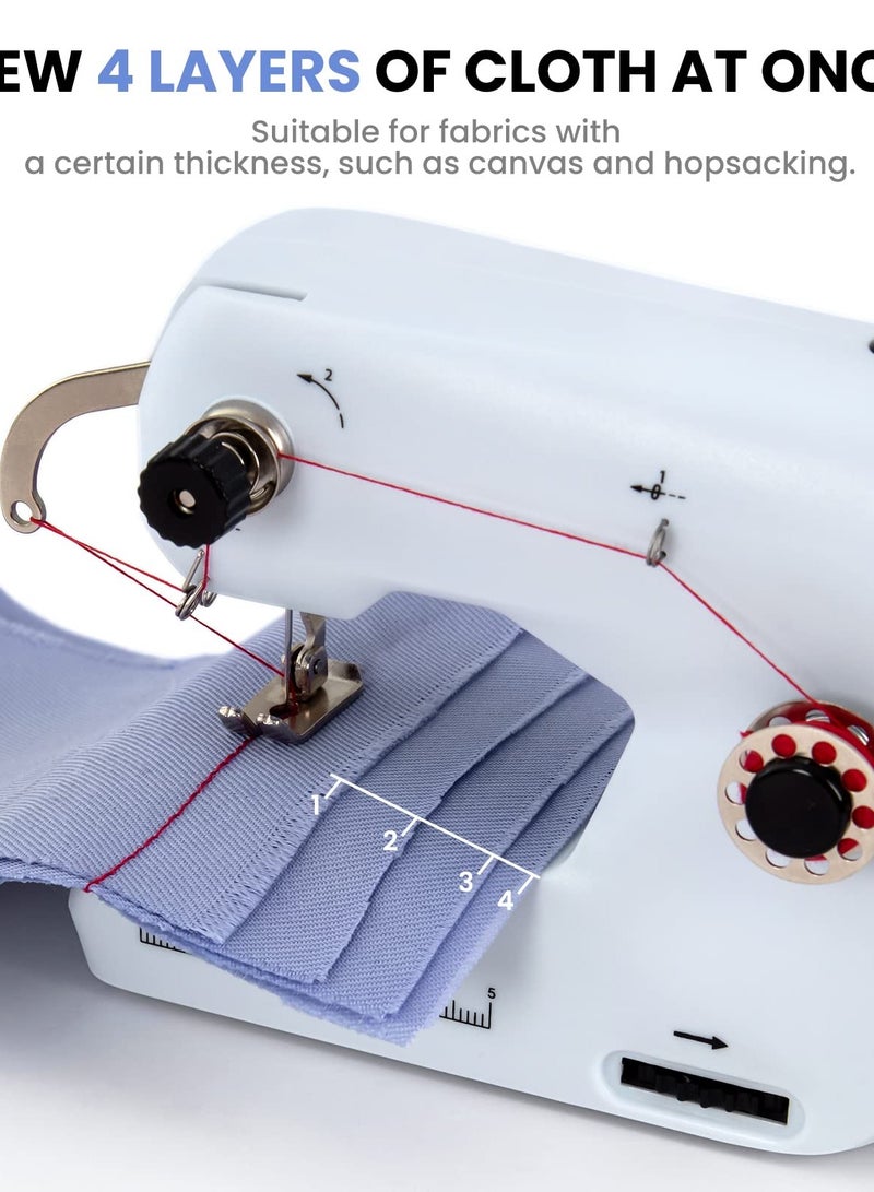 Zikra Portable Mini Electric Sewing Machine - Handheld Stitch Tool with Accessories for Clothing, Curtains, Denim, and Leather (White) - Ideal for Quick Repairs and Crafting. - Image 1