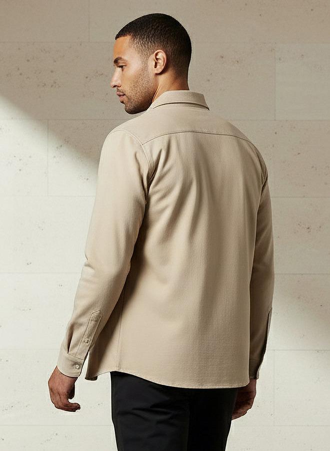 Iconic Men Slim Fit Collared Seamless Long Sleeve Shirt - Image 3