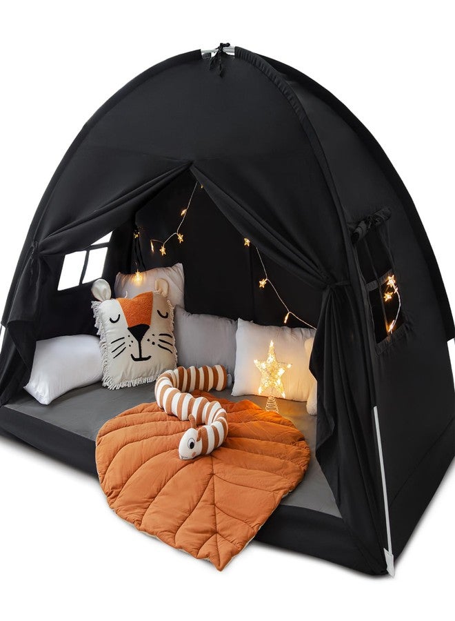 Sherilyn Full Size Bed Canopy Bed Tents Dream Tent on Bed Privacy Space Blackout Sleeping Tents Indoor Breathable Portable Cottage Drafty Room Floor (Large Black) - Image 1
