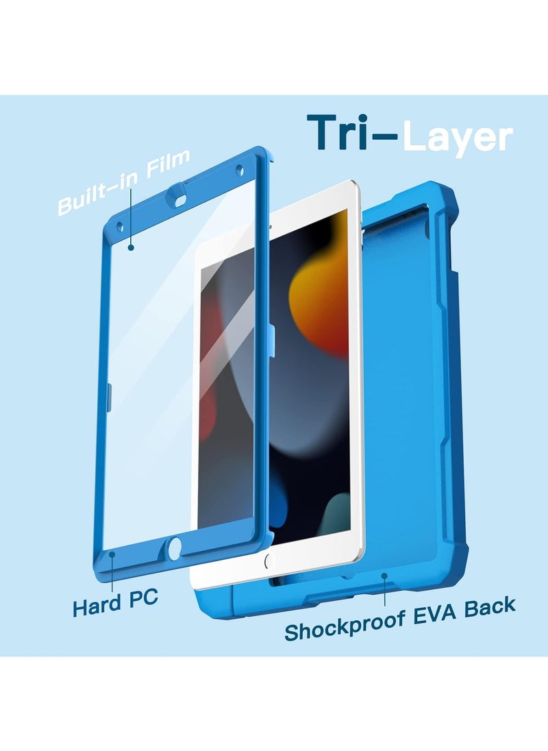 Jetech - Kids Case for Ipad 10.2 Inch 9th 8th and 7th Generation With Built in Screen Protector Shockproof Full Body Handle Stand Tablet Protective Cover Blue - Image 1