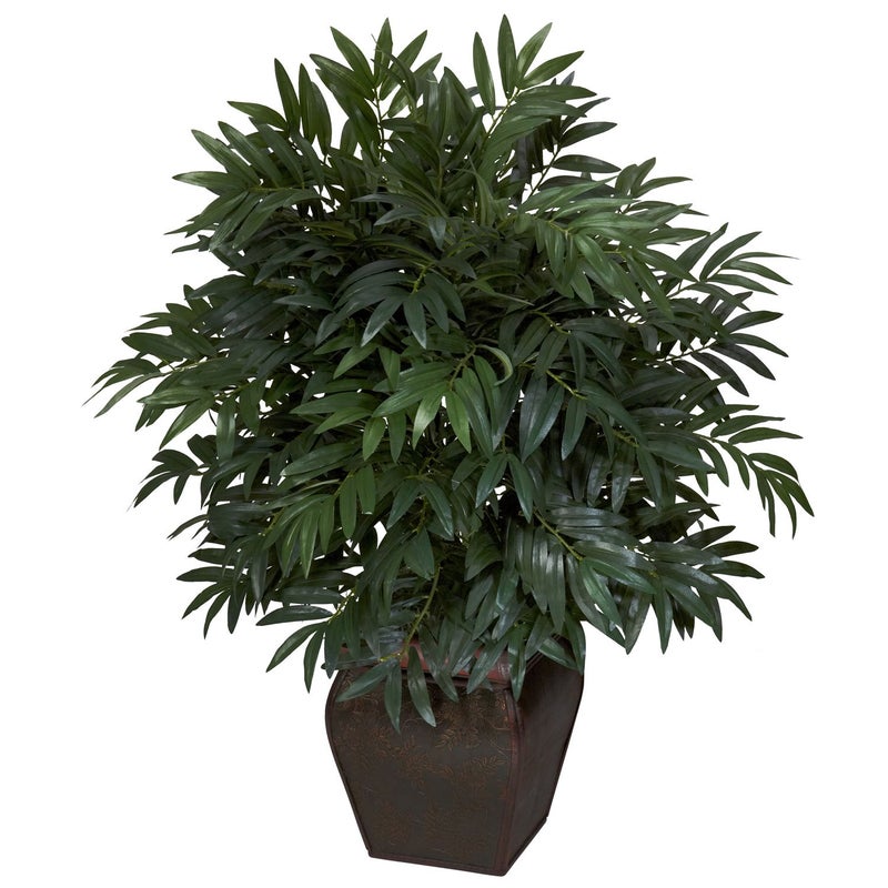Nearly Natural Nearly Natural Double Bamboo Palm with Decorative Planter Silk Plant 