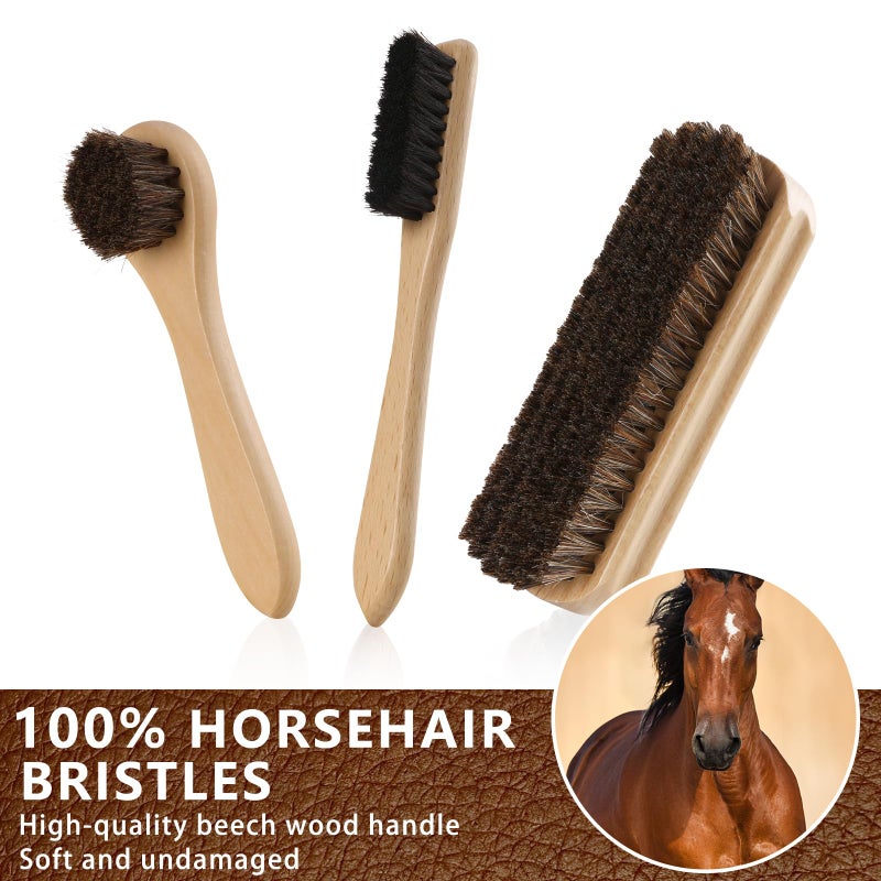 Awaydol 10 PCS Leather Care Kit - Horsehair Brushes,Saddle Soap,Waterproofing Wax,Mink Oil Conditioner,Polishing Cloth,Microfiber cloth,Boot Shoe Shine Cleaning Kit Gift for Men Cowboy Husband Dad ï»¿ - Image 2