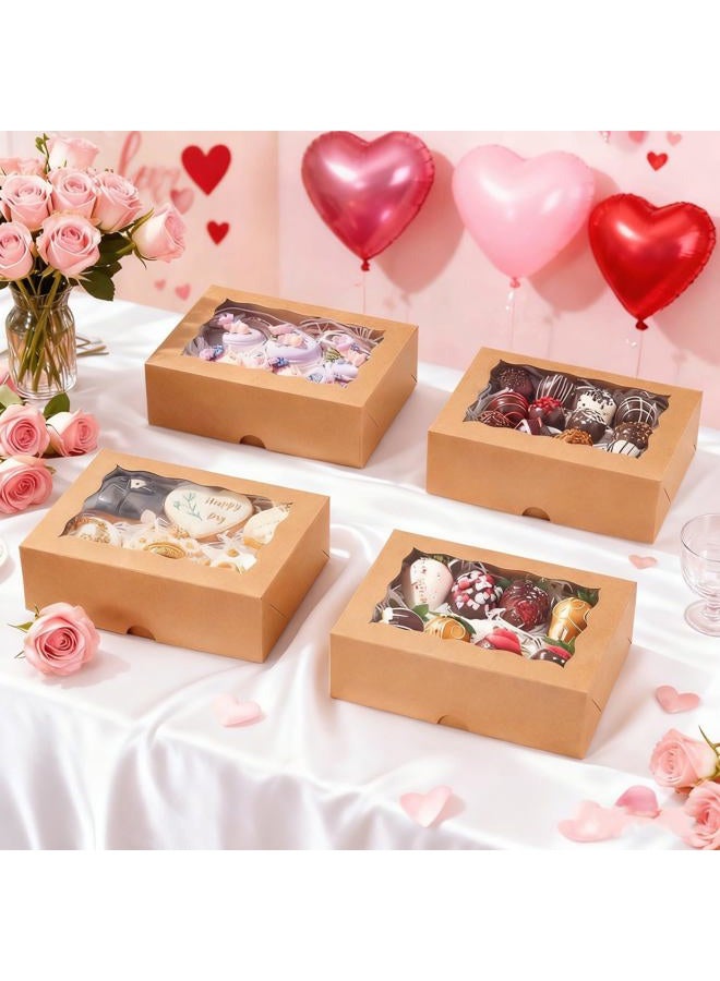 JCXGRVC 50PCS 8x5x2 Inch Bakery Boxes Cookie Boxes with Window Treat Boxes Dessert Boxes for Cookie,Donut,Muffins,Chocolate,Cupcake,Macaron,and Candy Gift Giving - Image 3