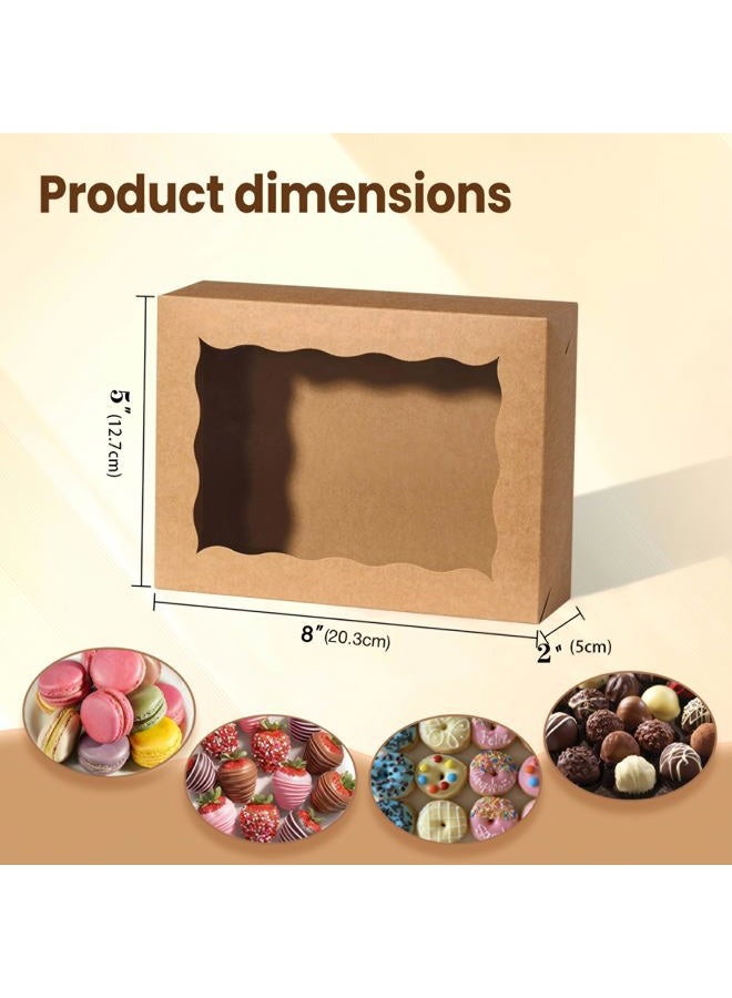 JCXGRVC 50PCS 8x5x2 Inch Bakery Boxes Cookie Boxes with Window Treat Boxes Dessert Boxes for Cookie,Donut,Muffins,Chocolate,Cupcake,Macaron,and Candy Gift Giving - Image 2