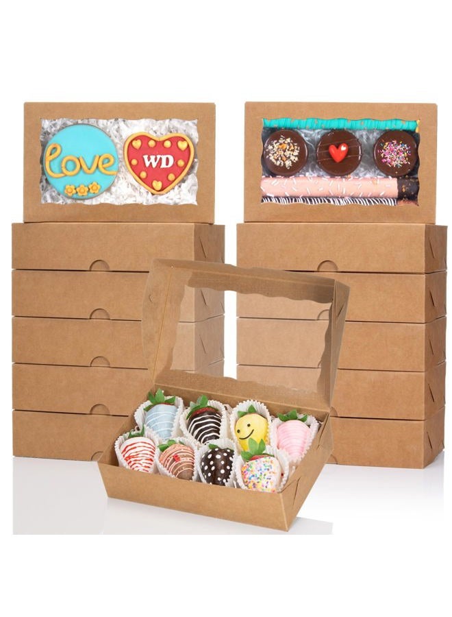 JCXGRVC 50PCS 8x5x2 Inch Bakery Boxes Cookie Boxes with Window Treat Boxes Dessert Boxes for Cookie,Donut,Muffins,Chocolate,Cupcake,Macaron,and Candy Gift Giving - Image 1