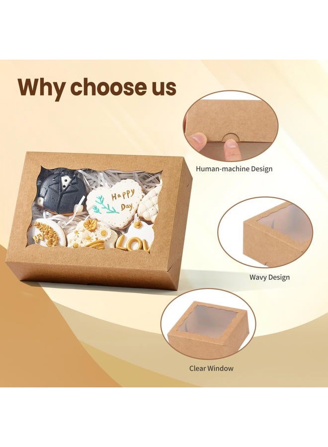 JCXGRVC 50PCS 8x5x2 Inch Bakery Boxes Cookie Boxes with Window Treat Boxes Dessert Boxes for Cookie,Donut,Muffins,Chocolate,Cupcake,Macaron,and Candy Gift Giving - Image 4