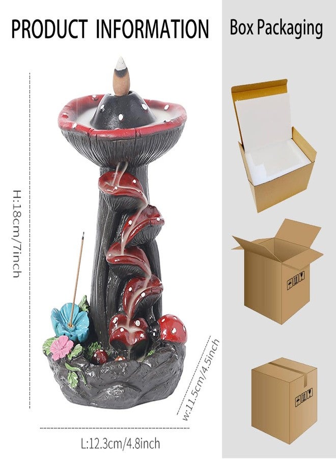Laoybho Mushroom Backflow Incense Holder, Resin Aromatherapy Decor with Smoke Cascade Effect for Home Relaxation, Meditate Stress Relief Waterfall Incense Burner Fountain with Cones Zen Room Decor - Image 4