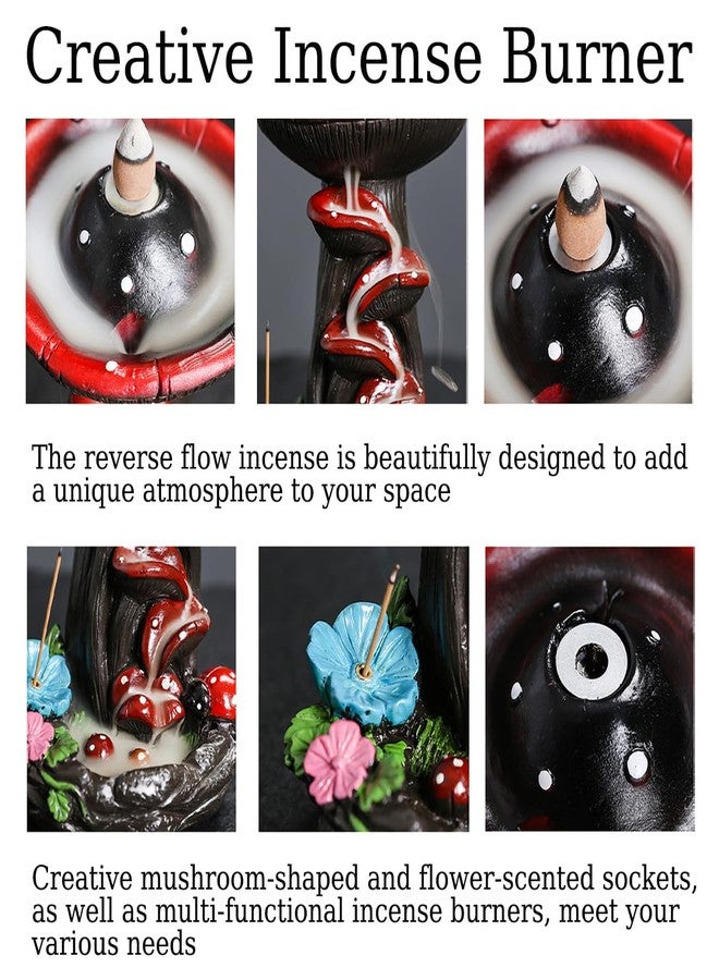 Laoybho Mushroom Backflow Incense Holder, Resin Aromatherapy Decor with Smoke Cascade Effect for Home Relaxation, Meditate Stress Relief Waterfall Incense Burner Fountain with Cones Zen Room Decor - Image 3