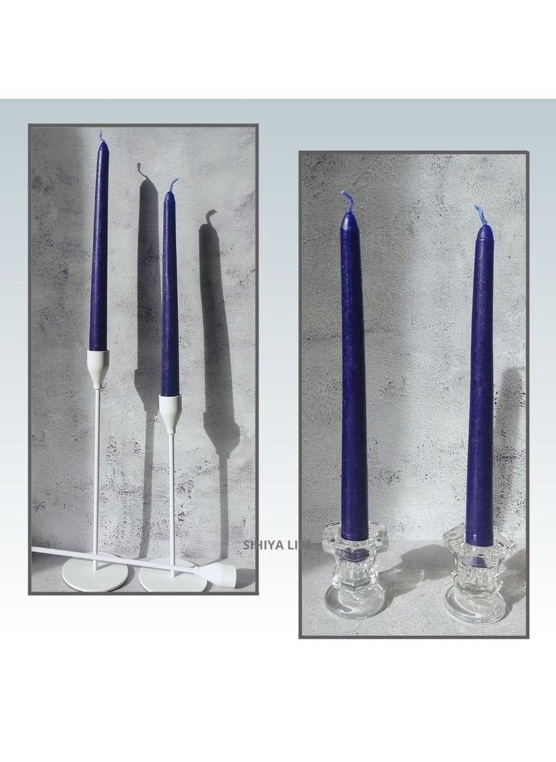 SIHIYA LIFE - Set of 12 Dark Blue Taper Candlesticks | 10 Inch (25cm) Tall Taper Candles | Dripless Dinner Candle Sticks | Natural Wax with Cotton Wicks | 8 Hour Burn Time - Image 1