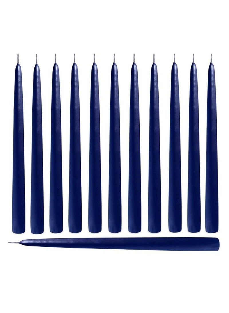 SIHIYA LIFE - Set of 12 Dark Blue Taper Candlesticks | 10 Inch (25cm) Tall Taper Candles | Dripless Dinner Candle Sticks | Natural Wax with Cotton Wicks | 8 Hour Burn Time - Image 1