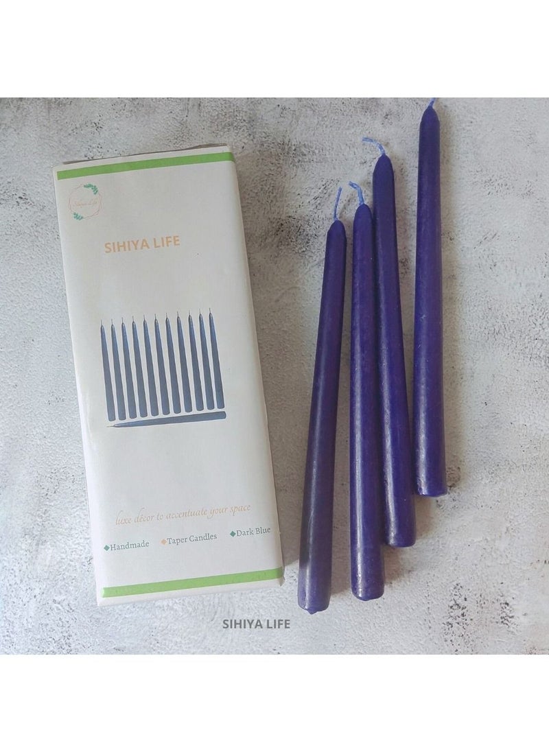 SIHIYA LIFE - Set of 12 Dark Blue Taper Candlesticks | 10 Inch (25cm) Tall Taper Candles | Dripless Dinner Candle Sticks | Natural Wax with Cotton Wicks | 8 Hour Burn Time - Image 1