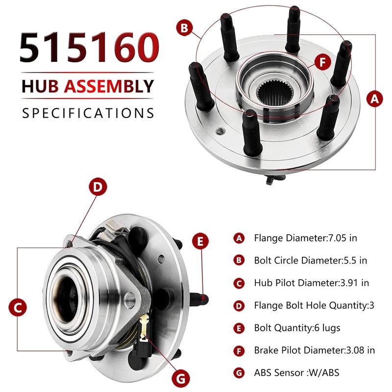 JLEO 515160 4WD Front Wheel Bearing Hub Assembly for Chevy, GMC, and Cadillac Vehicles - Image 3