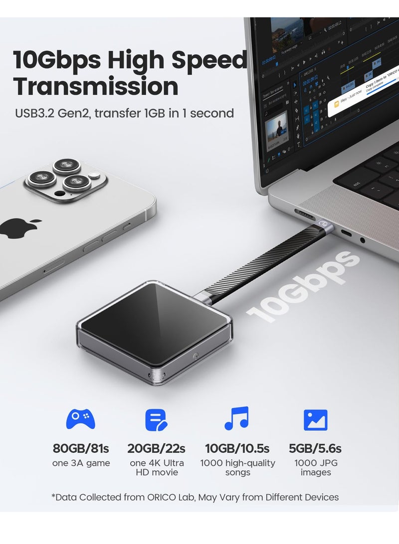 Magnetic M.2 NVMe 2230 SSD Enclosure, Compatible with Magsafe for iPhone 15 Pro Max ProRes, 10Gbps USB C 3.2 Gen2 Type-C to NVMe Reader with Protective Case, Lanyard - AP30 (Black) - Image 5