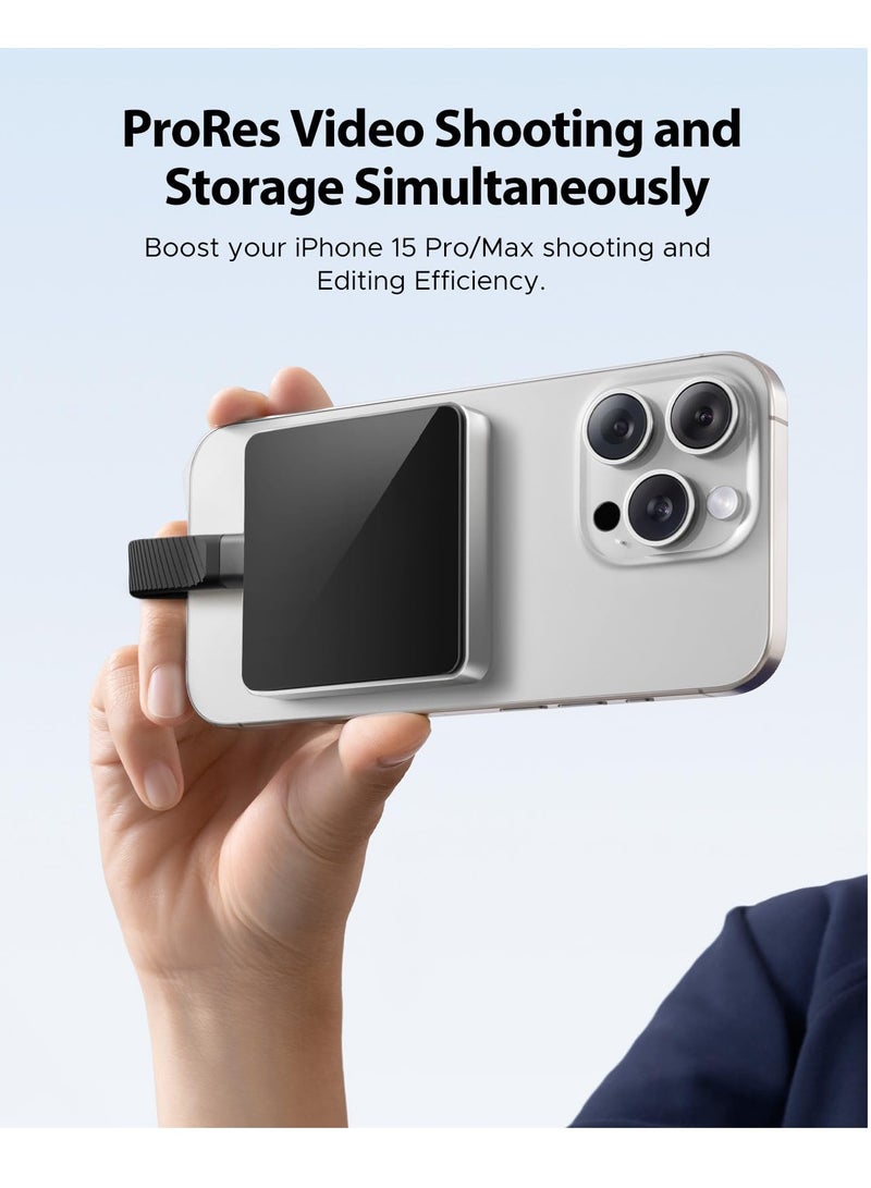 Magnetic M.2 NVMe 2230 SSD Enclosure, Compatible with Magsafe for iPhone 15 Pro Max ProRes, 10Gbps USB C 3.2 Gen2 Type-C to NVMe Reader with Protective Case, Lanyard - AP30 (Black) - Image 3