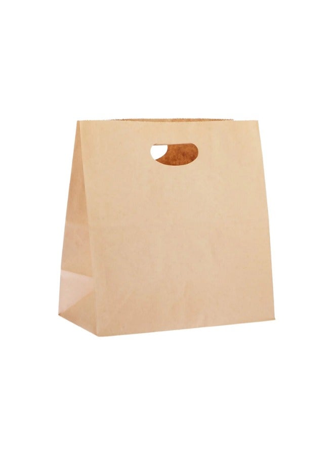 Halapack Halapack Kraft Paper Bag 10 PCS Die Cut Handle Sqaure Bottom Standard Size [ W28 ×H28 × G16 cm]  Strong Holding Power Bags Sqaure Bottom Paper Bag with Handle Durable Perfect for Gifts, Party Favors Brown  - Image 1