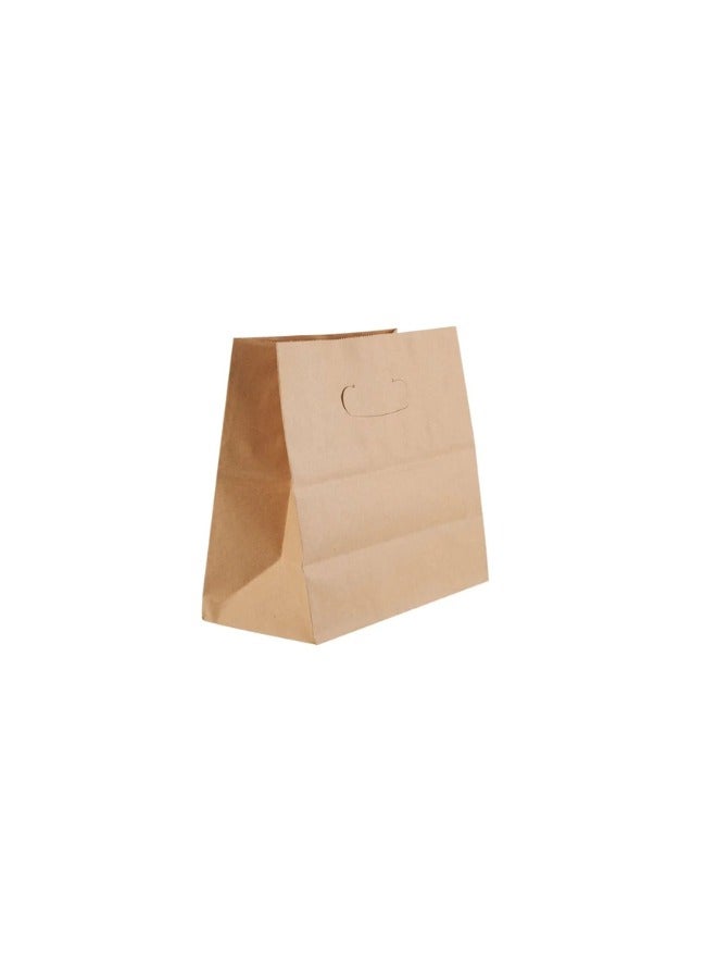 Halapack Halapack Kraft Paper Bag 10 PCS Die Cut Handle Sqaure Bottom Standard Size [ W28 ×H28 × G16 cm]  Strong Holding Power Bags Sqaure Bottom Paper Bag with Handle Durable Perfect for Gifts, Party Favors Brown  - Image 2