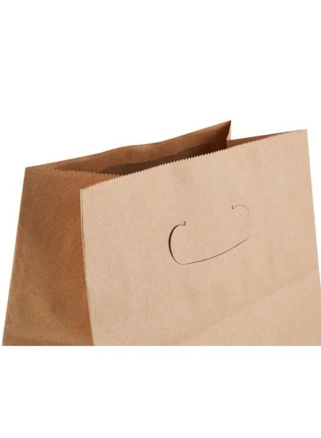 Halapack Halapack Kraft Paper Bag 10 PCS Die Cut Handle Sqaure Bottom Standard Size [ W28 ×H28 × G16 cm]  Strong Holding Power Bags Sqaure Bottom Paper Bag with Handle Durable Perfect for Gifts, Party Favors Brown  - Image 3