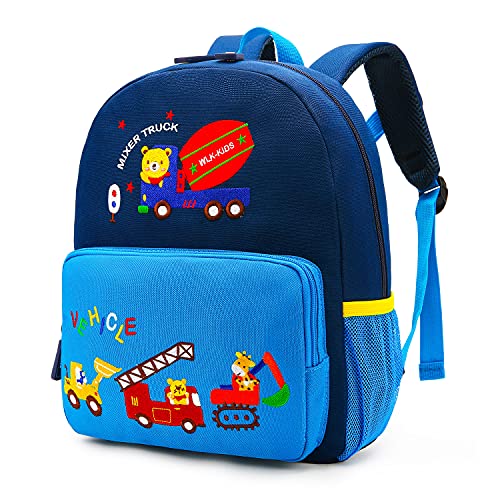 willikiva Car Dinosaur Kids Toddler Backpack for Boys and Girls Children Waterproof Preschool Bag(Blue Traffic Paradise) - Image 1