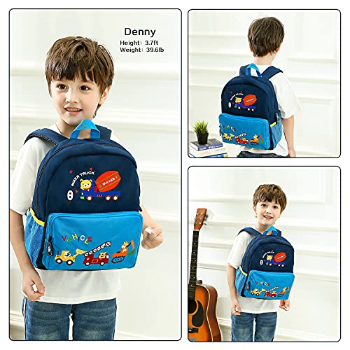 willikiva Car Dinosaur Kids Toddler Backpack for Boys and Girls Children Waterproof Preschool Bag(Blue Traffic Paradise) - Image 2